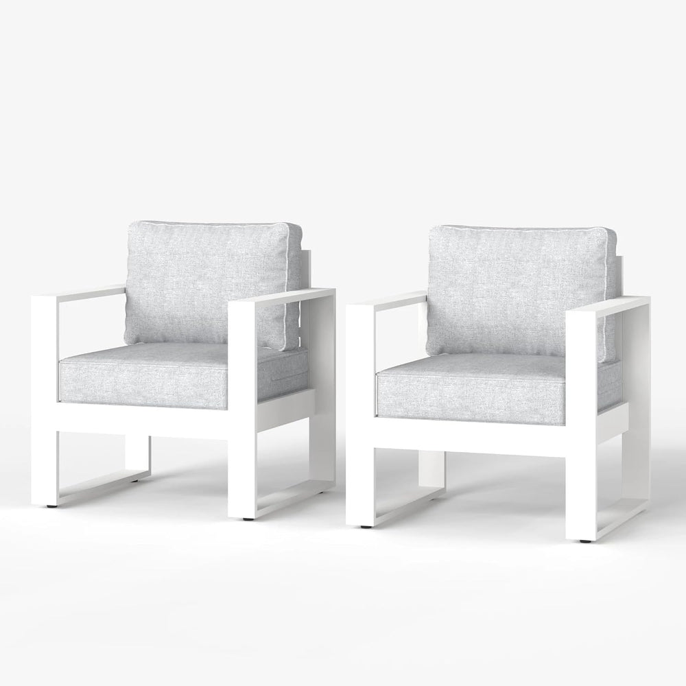 LayinSun Outdoor Patio Aluminum Chair, Metal Modern Armchair Set of 2 with Wa...