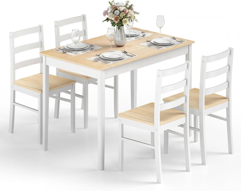 GIANTEX 5-Piece Dining Table Set for 4, 45" Rectangular Kitchen Table an...