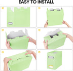 BALEINE File Organizer Box, Cardboard File Folder Organizer with Handle for Letter Size, Portable Collapsible Hanging Filing Box for Home Office Document Storage (4 Pack, Green)