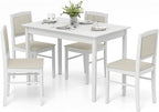 NAFORT 5-Piece Dining Table Set for 4, Mid-Century Modern Solid Wood Kitchen Room Table with 4 Upholstered Dining Chairs, Space-Saving Dinette Tables w/Rubber Wood Legs for Apartment, Office