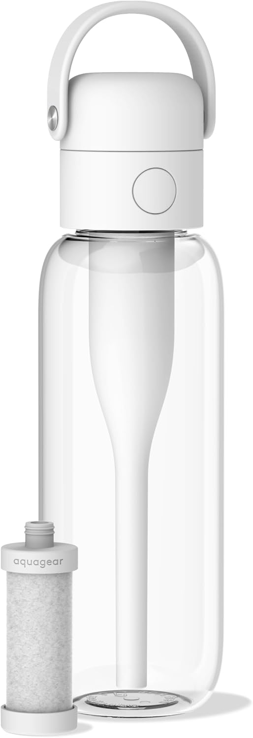 Aquagear Water Filter Bottle BPA-Free, 22oz Capacity, Removes Chlorine, PFOA/...