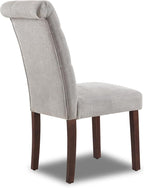 Dining Chairs Set of 2, Button Tufted Parsons Upholstered Chairs with Solid Wood Legs, Mordern Fabric Kitchen Chairs for Dining Room，Light Grey