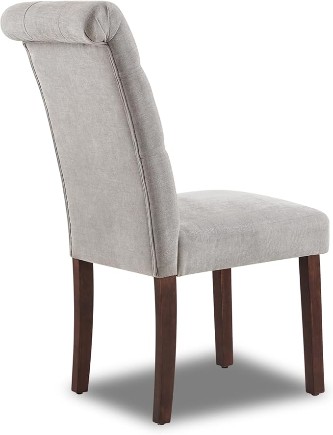 Dining Chairs Set of 2, Button Tufted Parsons Upholstered Chairs with Solid Wood Legs, Mordern Fabric Kitchen Chairs for Dining Room，Light Grey