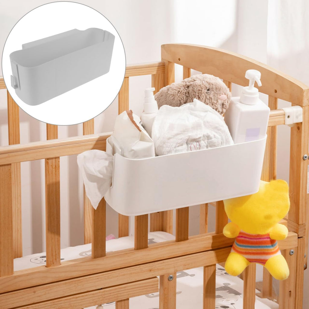 Bedside Cady for Dorm Bed, Plastic Bedside Hanging Organizer with Side Hooks, Bedside Shelf for Phone Glasses Bottle Office Supplies in Dorm Room RV and Bunk, 13 x 5.7 x 4.7 inch