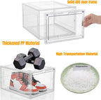 Attelite Upgraded Shoe Storage Box 9 Pack Shoe Box Clear Plastic Stackable X-Large Drop Front Shoe Box with Clear Magnetic Door,Shoe Organizer and Shoe Containers For Sneaker Display