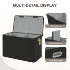 Large Toy Box with Flip-Top Lid, Collapsible Storage Organizer Bins with Dividers and Handles, Kids Bin Chest Baskets for Toys, Playroom Organizers, Nursery 25"x13" x16" (Black)