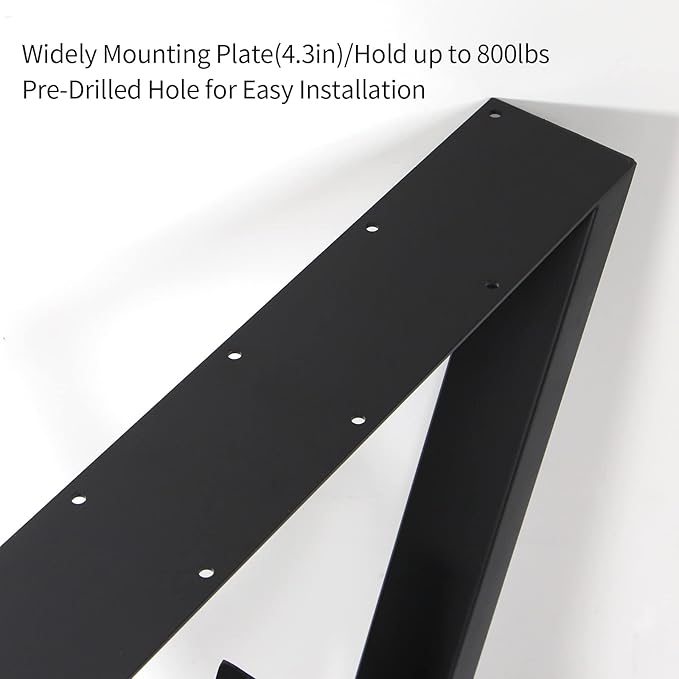 SSS Furniture Metal Table Legs Heavy Duty Industrial Table Base, 28 inch Height 19.7 inch Wide Black Metal Furniture Legs Modern Dining Coffee Table Legs DIY Desk Legs Set of 2