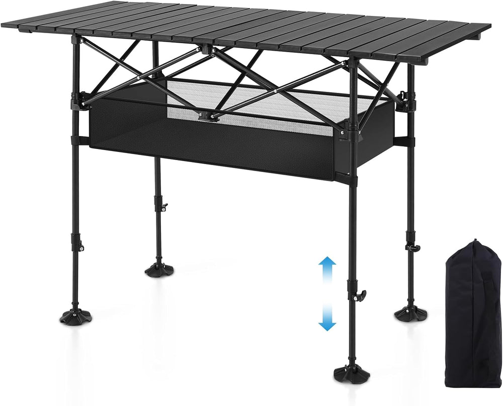 LET'S CAMP Folding Camping Table, Aluminum Roll-up Picnic Backpacking Tab...