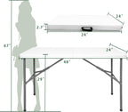 Folding Table 4ft Heavy Duty Folding Tables Indoor Outdoor Plastic Dining Table Portable Folding Square Card Table w/Handle for Picnic, Party, Camping (4 FT)