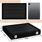 Jenseits Earring Organizer Tray, Earring Box with Clear Lid 80 Slots Velvet Drawer,Earring Tray with Lock, Jewelry Display Case for Women Girls, Black