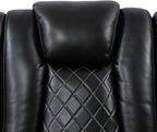 Electric Power Recliner Loveseat Set Living Room Furniture, Comfy Home Theater Breathing Leather Seating with USB 2.0 Charging Ports, LED Light Strips, Mid Console and Cupholders (Black)