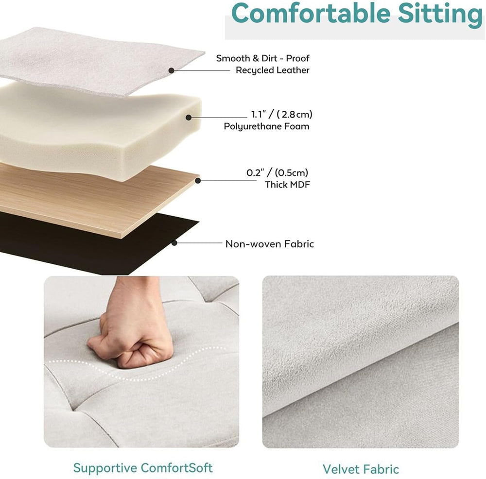 BRIAN & DANY 43 Inches Folding Storage Ottoman Bench, Ottoman with Storag...