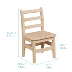 ECR4Kids 30in D Round Hardwood Table and Chair Set, 12in Seat Height, Kids Furniture, Antique White, 3-Piece