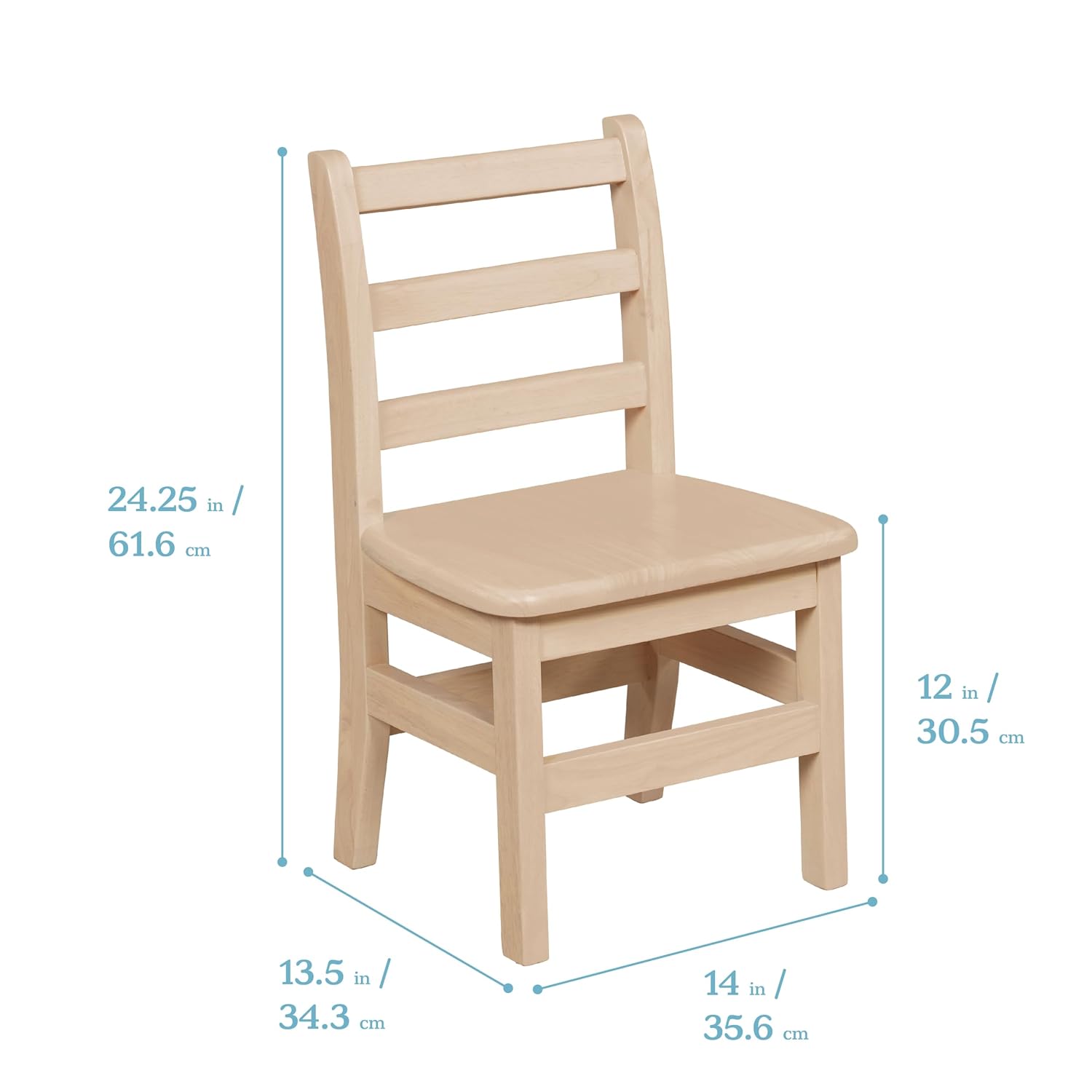 ECR4Kids 30in D Round Hardwood Table and Chair Set, 12in Seat Height, Kids Furniture, Antique White, 3-Piece
