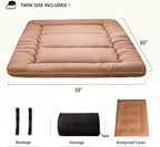 MAXYOYO Japanese Floor Mattress Futon Mattress, 4" Thicken Tatami Mat Sleeping Pad Foldable Roll Up Mat Boys Girls Dormitory Pad Kids Floor Lounger Pillow Bed, Charcoal Grey, Queen Size