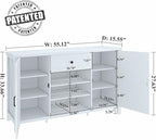 FATORRI Buffet Cabinet with Storage, Modern Coffee Bar Cabinet for Home Liquor, Sideboard Buffet Cabinets with Wine Rack, Kitchen Storage Cupboard with Drawer (White Oak)