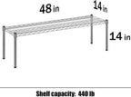 14" Deep x 48" Wide x 14" Height Wire Shelving Kit | 1-Tier | NSF Commercial Storage Rack Unit