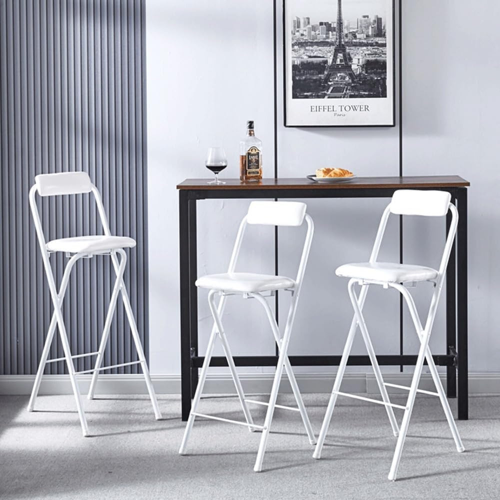 Tall Folding Stool Chair, 22/24/26/28/30 Inch Folding Bar Stool with Backrest...