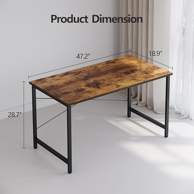 Cubiker Computer Desk, 47 inch Small Home Office Desk for Small Spaces, Modern Simple Style for Home, Office, Vintage Brown