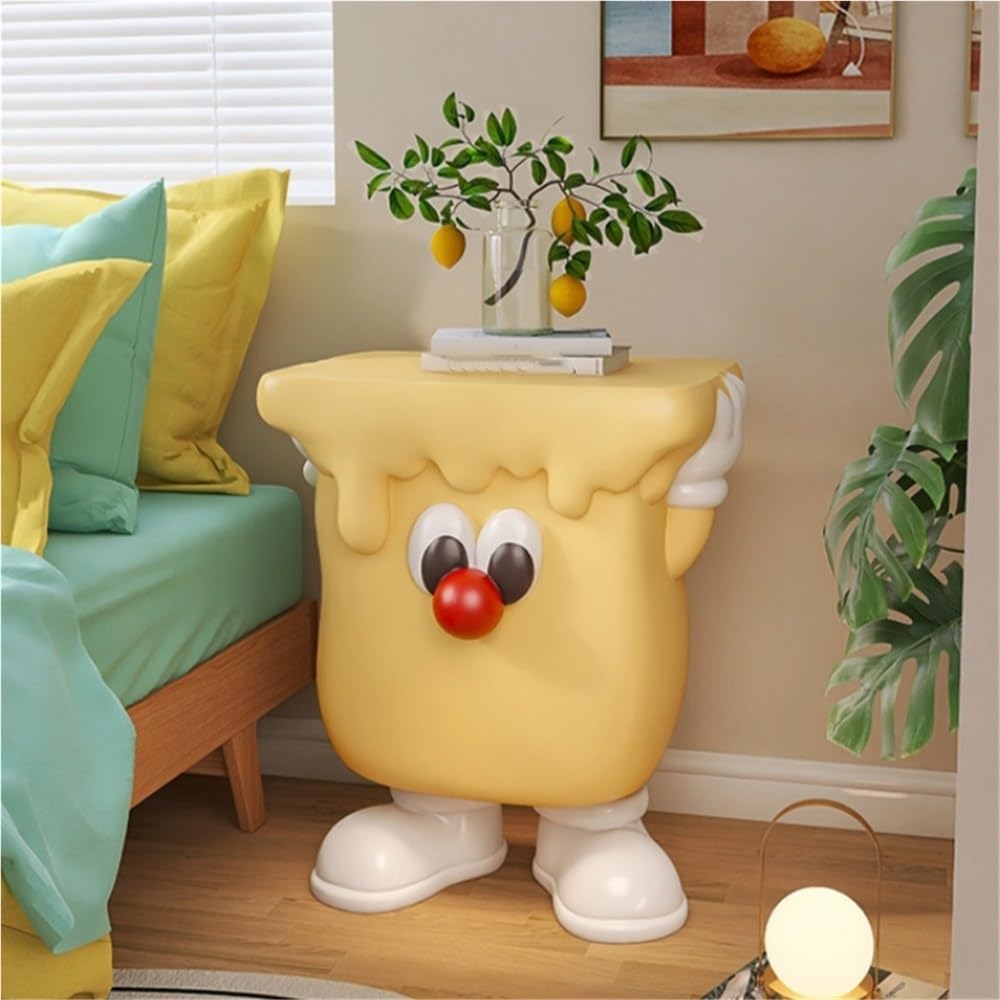 Modern Creative Resin Side Table, Cute Simple Bedside Table for Small Space, ...
