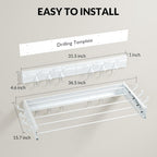 BAKON Wall Mounted Drying Rack, Indoor Outdoor Foldable Wall Mounted Clothes Drying Rack, Concealed Wall Drying Rack - Space Saving for Storage and Drying Clothes, 6 Hooks, 5 Poles (31.5"【Upgrade】)