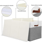 Extra Large Toy Storage Box with Lid, Sturdy Toys Storage Chest Bin Organizer Basket with Dividers for Kids, Boys, Girls, Nursery, Closet, Bedroom, Playroom 35.5"x17" x17"(Grey and White)