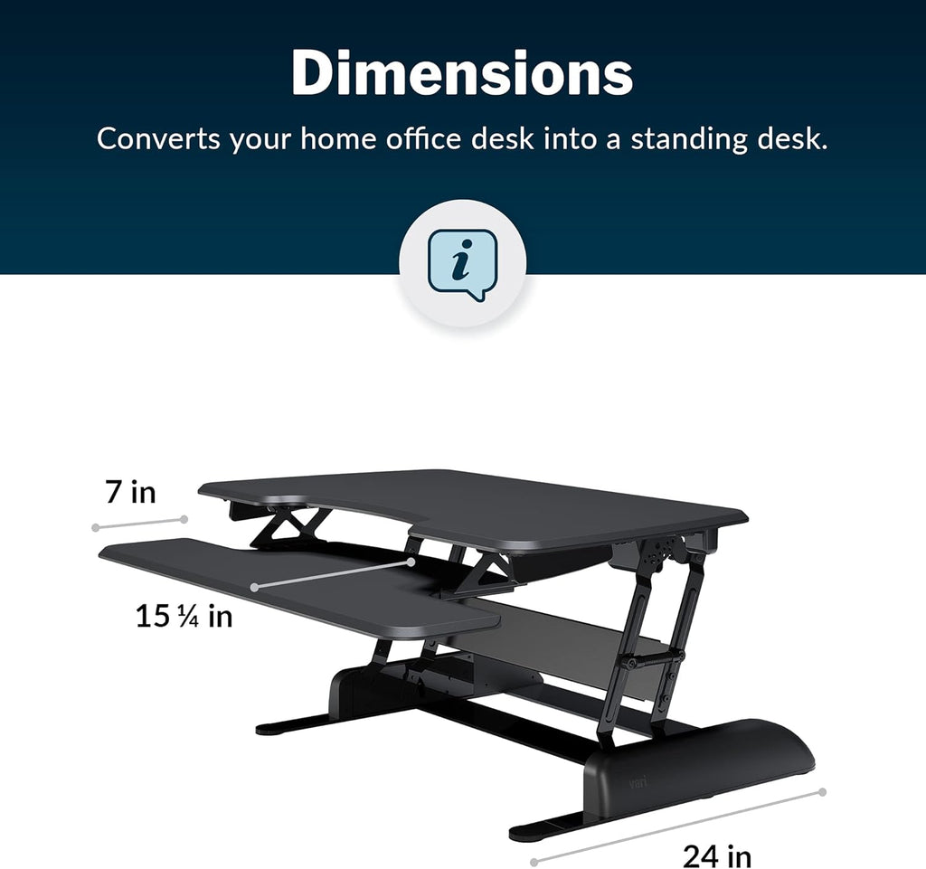 Vari - VariDesk Essential 36 - Two-Tier Standing Desk Converter for Monitor & Accessories - Height Adjustable Sit Stand Desk - Fully Assembled Monitor Riser for Home Office - 36" Wide, Black