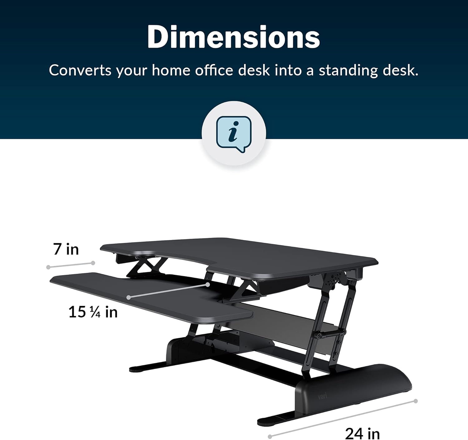 Vari - VariDesk Essential 36 - Two-Tier Standing Desk Converter for Monitor & Accessories - Height Adjustable Sit Stand Desk - Fully Assembled Monitor Riser for Home Office - 36" Wide, Black