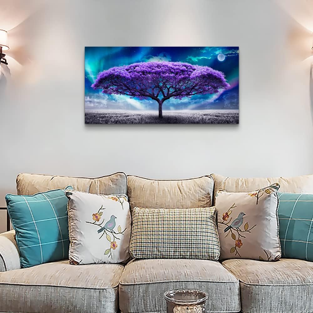 Lapremoly Purple Wall Canvas art For Living Room Bedroom Pictures Wall Decor ...