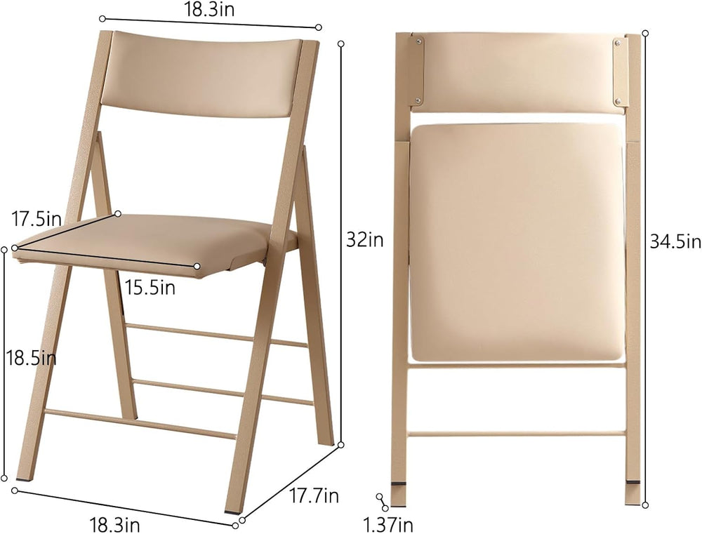 Padded Folding Chairs 2 Pack, 450LBS Heavy Duty Folding Dining Chair, Wood | ...