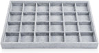Oirlv 24 Grid Ice Velvet Jewelry Drawer Organizer Tray Stackable Jewelry Trays Removable Dividers for Rings Earring Storage Display