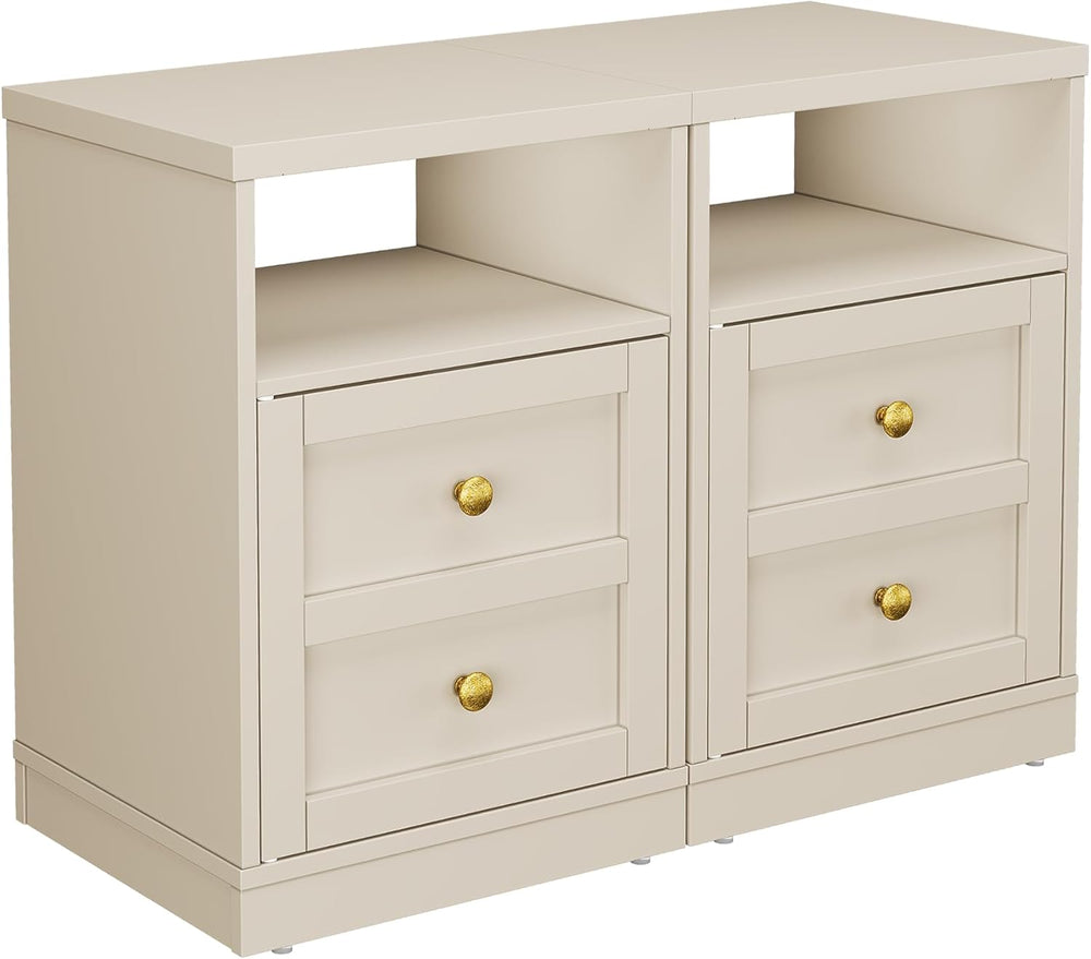 RoyalCraft End Table Set of 2, Nightstand with Storage Shelf and Door, Faux T...