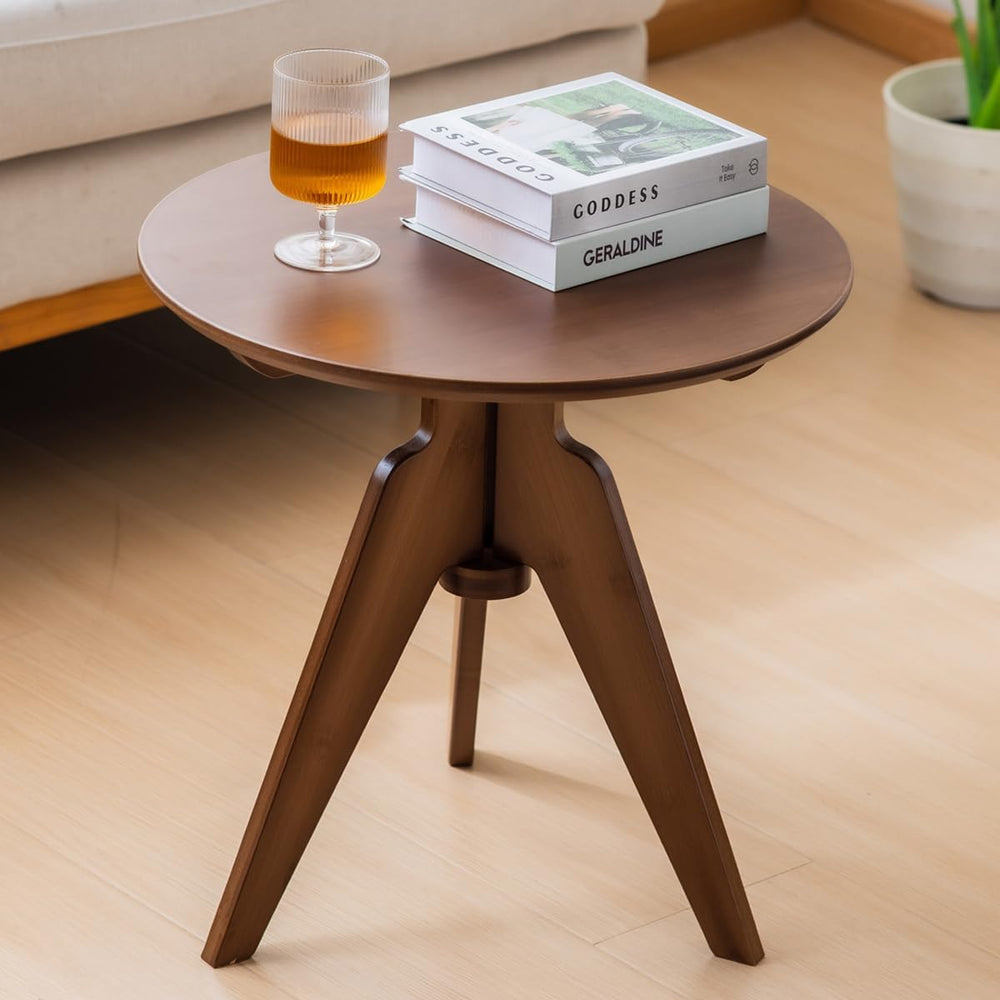 Maydear Bamboo Round Side Table Small Accent Table or Coffee Table for Living...