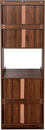 Freestanding Kitchen Pantry Cabinet with Countertop, Hutch Cabinet with Microwave Stand, Farmhouse Storage Hutch with Glass Doors and Drawer for Dining Room