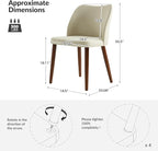 Dining Chairs Set of 2, Upholstered Kitchen Dining Room Chair Set Morden Accent Side Dinner Chair with Curved Padded Back Wood Legs for Restaurant/Cafe, Ivory