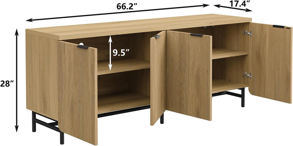 Furniouse Buffet Cabinet with Storage 66.2''W Modern Sideboard with 4...