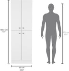 23.6" D*11.8" W*71.1" H Corner Kitchen Pantry, 3 Adjustable Shelves & Fixed Shelf, 2 Double-Doors, Wood Freestanding Storage Cabinet, Modern Minimalist, for Living Room, Dining Room, White