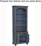 84" High Kitchen Sideboard, Wooden Storage Cabinet, No Assembly Required, with 4 Shelves and 2 Panel Doors, Corduroy Blue Finish, for Kitchen, Dining Room, Living Room, Blue