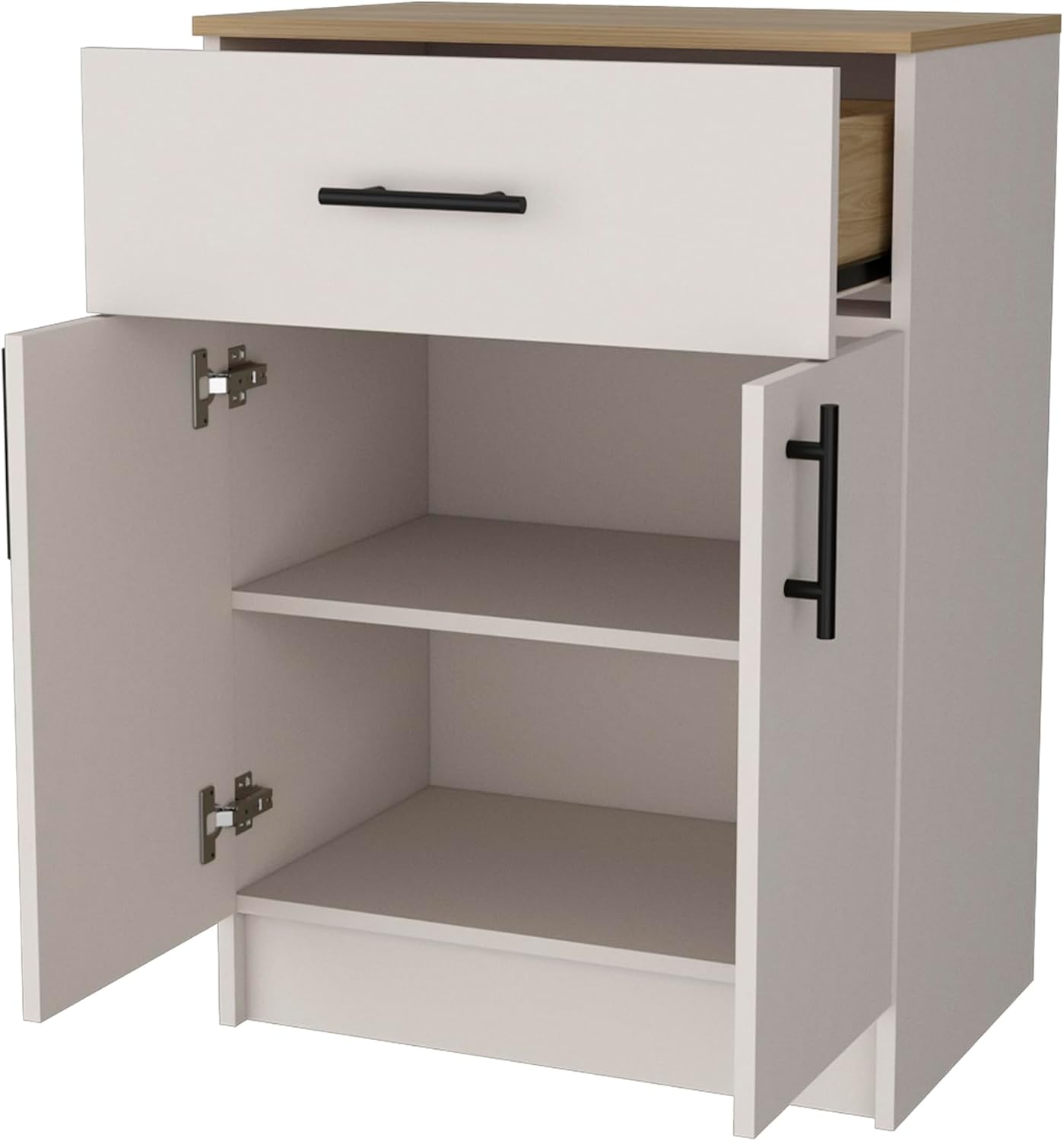 Kitchen Pantry Cabinet with 2 Doors 1 Drawer: Compact Storage for Small Spaces & Commercial Kitchens - Melamine Particleboard Construction for Food Service Areas & Micro Business Use