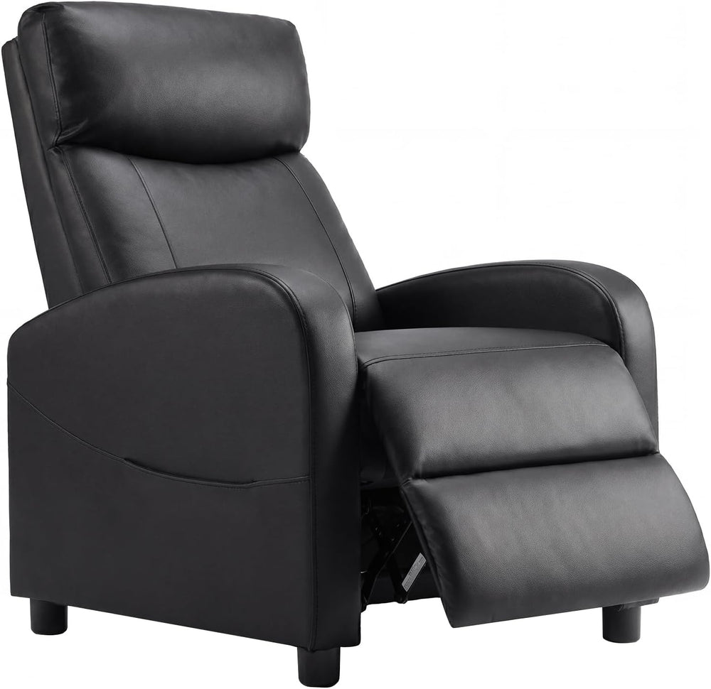 Sweetcrispy Recliner Chair PU Leather Recliner Sofa No Massage, Home Theater ...