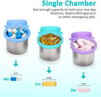 Weekly Metal Pill Case 7 Day, Stainless Steel Pill Box Organizer for Travel, Waterproof Medicine Container, Portable Daliy Pill Holder for Vitamins Fish Oils (Rainbow-7days)