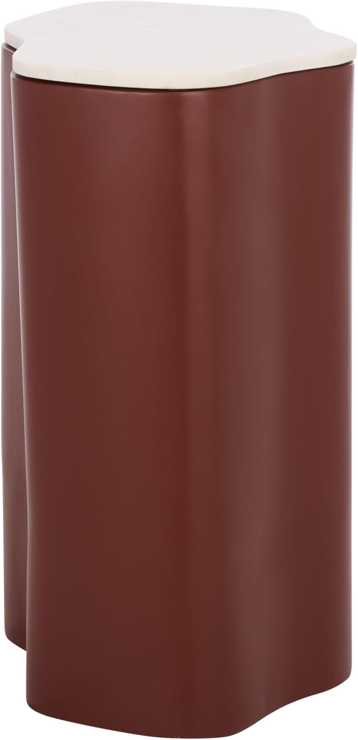 SAFAVIEH Home Collection – Kanon Bordeaux Base & White Marble Top Accent ...