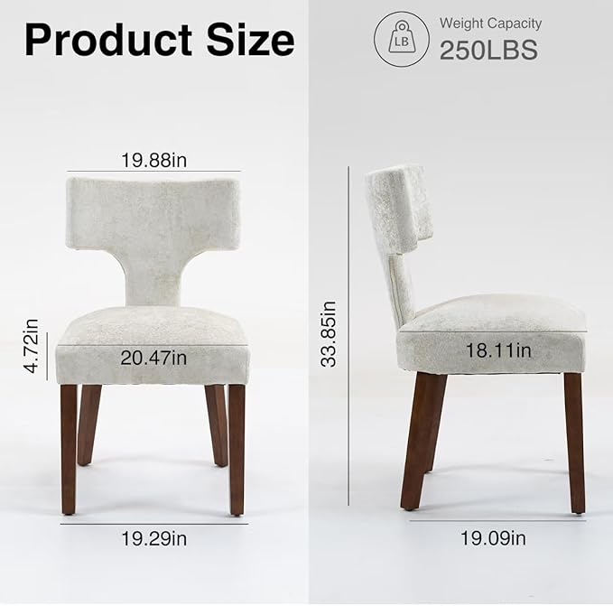 Soft Padded Dining Chairs Set of 4, Modern Farmhouse Upholstered Chairs with Linen Fabric & Rubber Wood Legs, Ergonomic Armless Seats for Dining Room Kitchen Living Room (Beige)