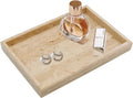 Real Natural Travertine Tray for Bathroom, Vanity, Kitchen and Desktop, Rectangle Genuine Travertine Stone Tray for Jewelry, Cosmetics, Candles, Lotion, Perfume and Home Decor