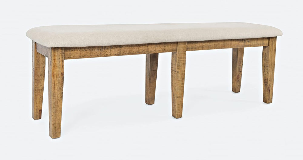 Jofran Solid Wood Upholstered Dining Bench, Naturally Distressed Telluride, C...