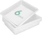 Turn in Trays Classroom, 6 Pack White Paper Trays for Classroom with Colorful Labels, Thick Plastic Storage Bins,Paper Bins for School, Office Organization, Letter Size Flat Storage Tray