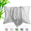 TELUS Pillow Cases Queen Size 2 Pack, Bamboo Rayon & Lyocell Pillowcase with Envelope Closure, Cooling Breathable Pillow Cover for Hot Sleeper & Night Sweats, 20x30 inch, Light Grey