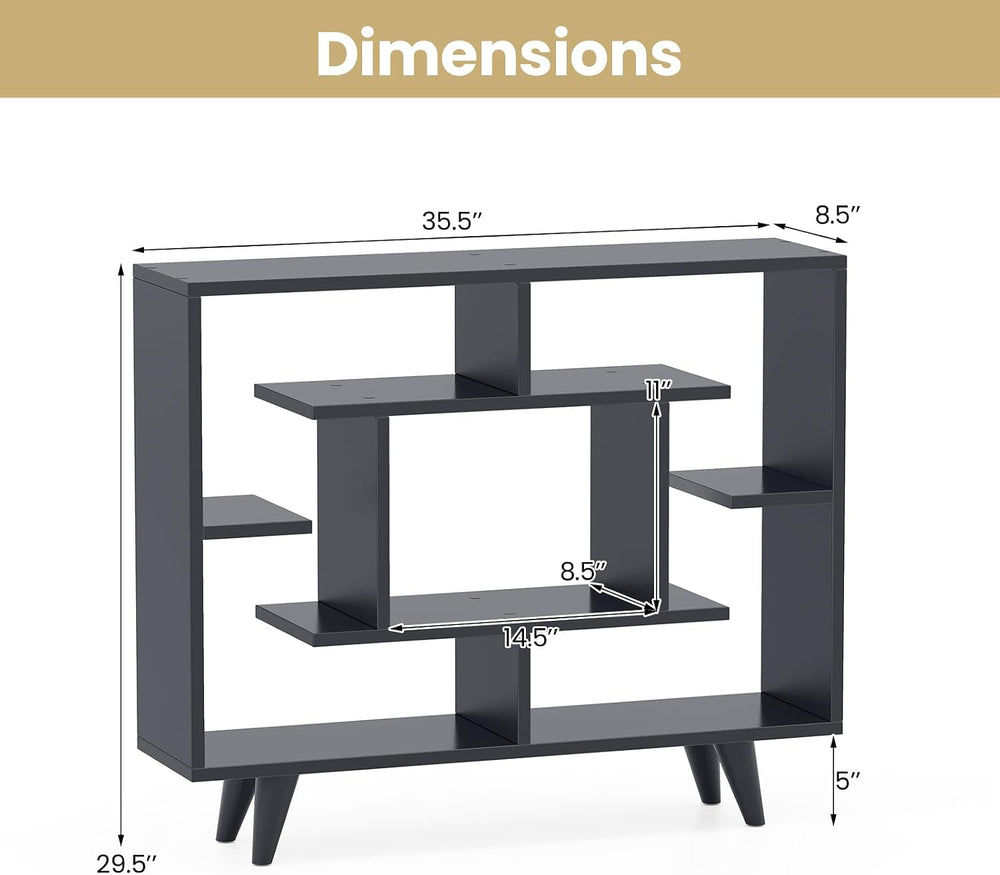 Giantex 3 Tier Geometric Bookshelf, Modern Freestanding Bookcase w/Staggered ...