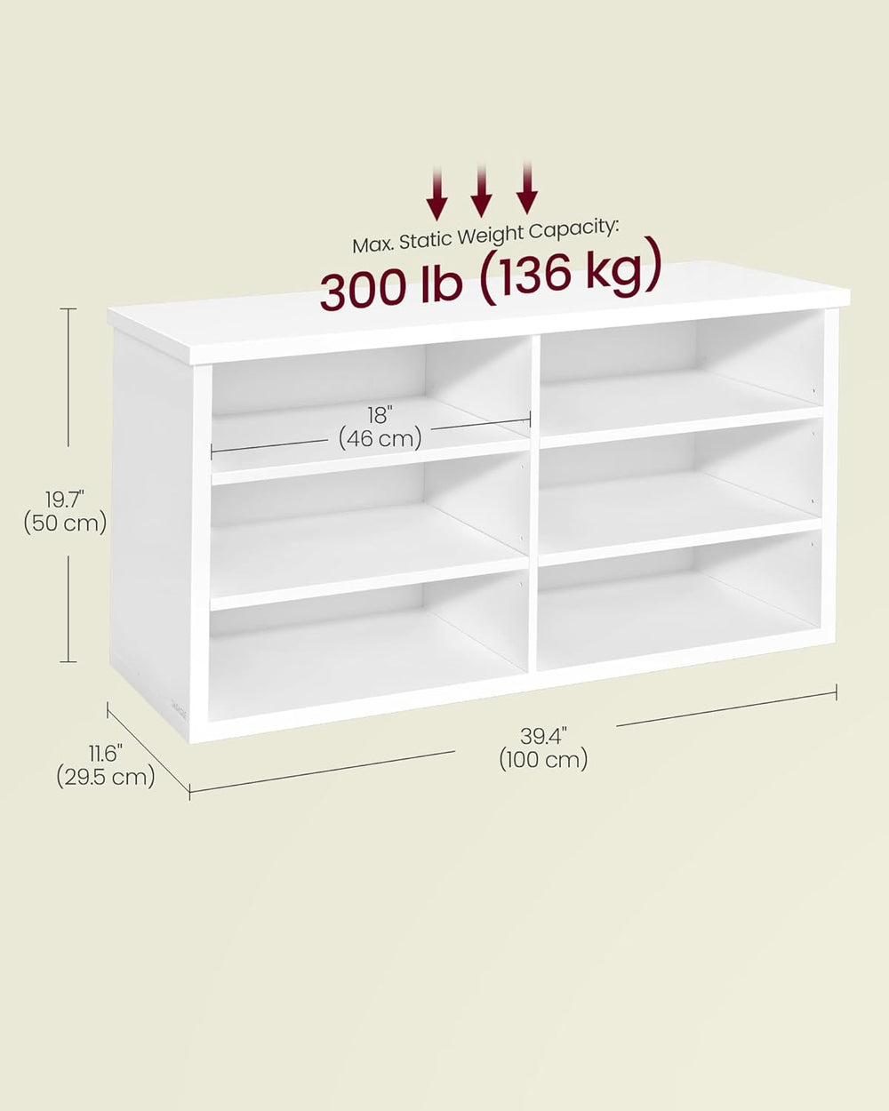 VASAGLE Shoe Bench, Storage Bench, 6 Compartments, Adjustable Shelves, for Li...