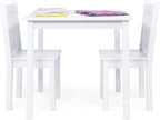 Humble Crew Kids Table and Chair Set, Toddler Activity Table with 2 Chairs for Play, Crafts, Snacks & Learning, Wooden Kids Furniture for Playroom & Bedroom, White